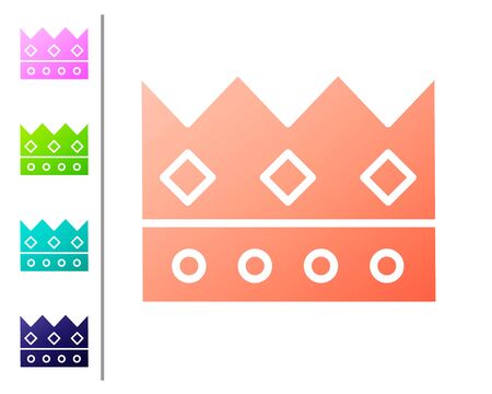 Coral King crown icon isolated on white background. Set color icons. Vector Illustrationのイラスト素材