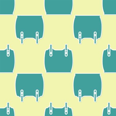 Green Body armor icon isolated seamless pattern on yellow background. Vector Illustrationのイラスト素材