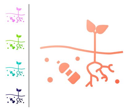 Coral The problem of pollution of the planet icon isolated on white background. The garbage, plastic, bags on the planet. Set color icons. Vector Illustrationのイラスト素材