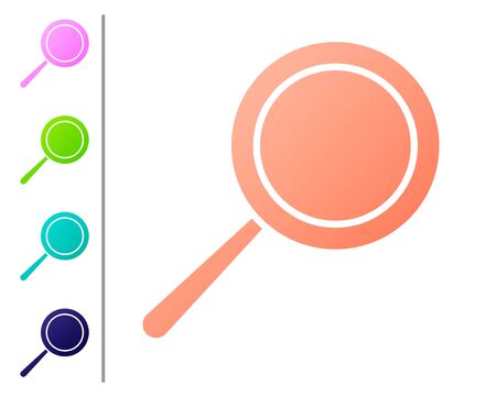 Coral Frying pan icon isolated on white background. Fry or roast food symbol. Set color icons. Vector Illustrationのイラスト素材