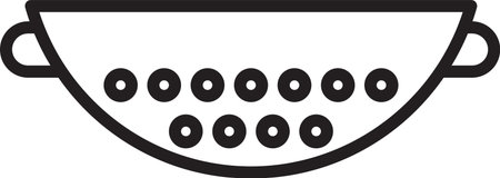 Black line Kitchen colander icon isolated on white background. Cooking utensil. Cutlery sign. Vector Illustrationのイラスト素材