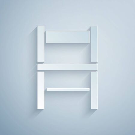 Paper cut Chair icon isolated on grey background. Paper art style. Vector Illustrationのイラスト素材