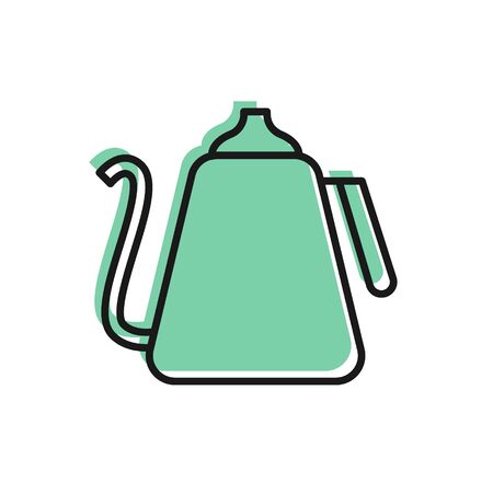 Black line Kettle with handle icon isolated on white background. Teapot icon. Vector Illustrationのイラスト素材