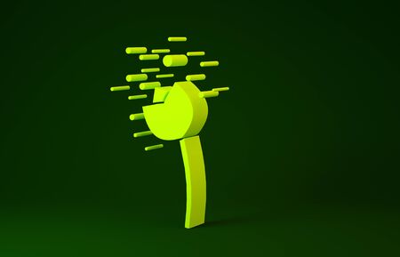 Yellow Flower producing pollen in atmosphere icon isolated on green background. Minimalism concept. 3d illustration 3D renderの写真素材
