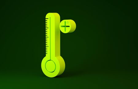 Yellow Medical digital thermometer for medical examination icon isolated on green background. Minimalism concept. 3d illustration 3D renderの写真素材