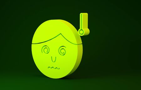 Yellow High human body temperature or get fever icon isolated on green background. Disease, cold, flu symptom. Minimalism concept. 3d illustration 3D renderの写真素材