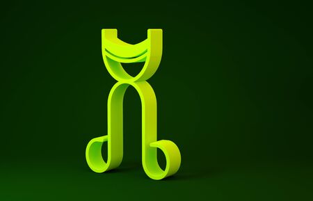Yellow Eyelash curler icon isolated on green background. Makeup tool sign. Minimalism concept. 3d illustration 3D renderの写真素材