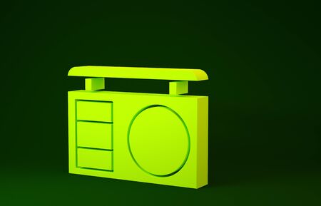 Yellow Eye shadow palette with brush icon isolated on green background. Minimalism concept. 3d illustration 3D renderの写真素材