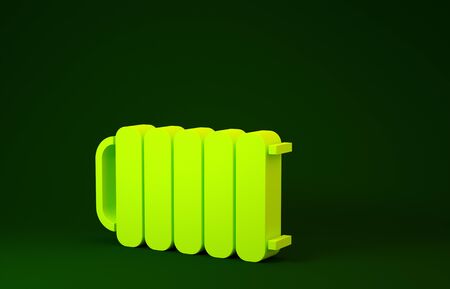 Yellow Heating radiator icon isolated on green background. Minimalism concept. 3d illustration 3D renderの写真素材