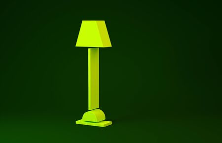 Yellow Floor lamp icon isolated on green background. Minimalism concept. 3d illustration 3D renderの写真素材