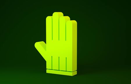 Yellow Leather glove icon isolated on green background. Minimalism concept. 3d illustration 3D renderの写真素材