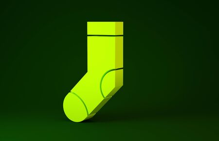 Yellow Socks icon isolated on green background. Minimalism concept. 3d illustration 3D renderの写真素材