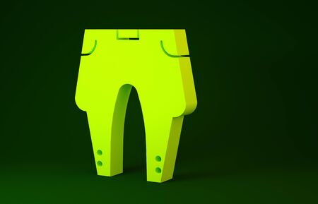 Yellow Pants icon isolated on green background. Minimalism concept. 3d illustration 3D renderの写真素材