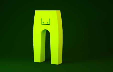 Yellow Pants icon isolated on green background. Minimalism concept. 3d illustration 3D renderの写真素材