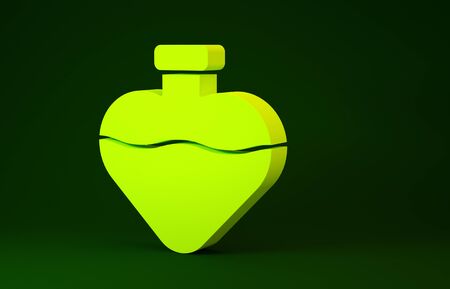 Yellow Bottle with love potion icon isolated on green background. Valentines day symbol. Minimalism concept. 3d illustration 3D renderの写真素材