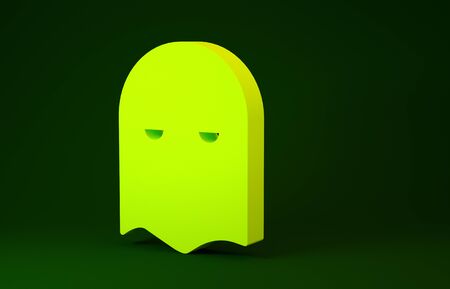 Yellow Executioner mask icon isolated on green background. Hangman, torturer, executor, tormentor, butcher, headsman icon. Minimalism concept. 3d illustration 3D renderの写真素材