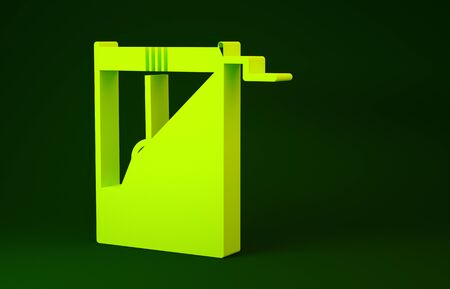 Yellow Well with a bucket and drinking water icon isolated on green background. Minimalism concept. 3d illustration 3D renderの写真素材
