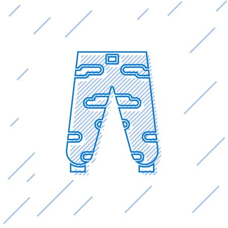 Blue line Camouflage cargo pants icon isolated on white background. Vector Illustrationのイラスト素材