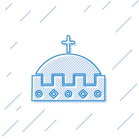 Blue line King crown icon isolated on white background. Vector Illustrationのイラスト素材