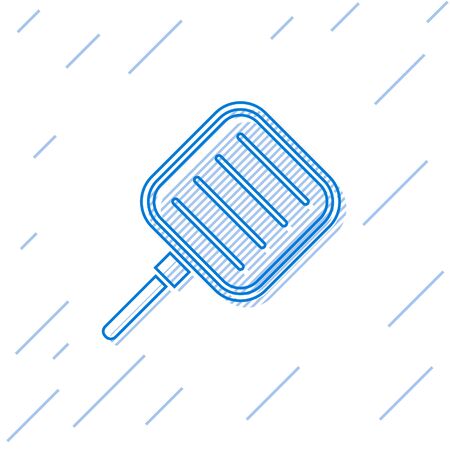 Blue line Frying pan icon isolated on white background. Fry or roast food symbol. Vector Illustrationのイラスト素材