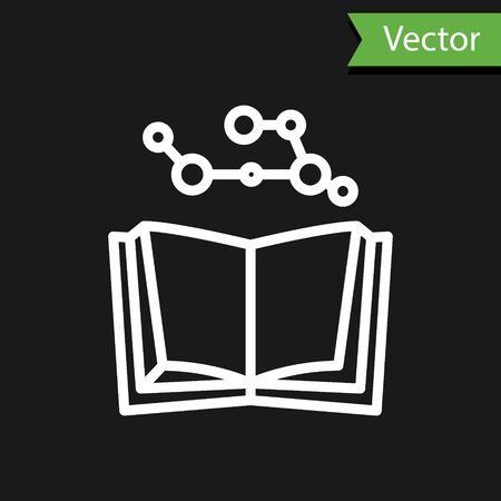 White line Open book icon isolated on black background. Vector Illustrationのイラスト素材