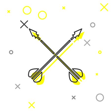 Grey line Medieval crossed arrows icon isolated on white background. Medieval weapon. Vector Illustrationのイラスト素材