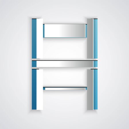 Paper cut Chair icon isolated on grey background. Paper art style. Vector Illustrationのイラスト素材