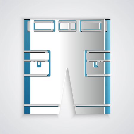 Paper cut Short or pants icon isolated on grey background. Paper art style. Vector Illustrationのイラスト素材