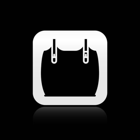 Black Body armor icon isolated on black background. Silver square button. Vector Illustrationのイラスト素材