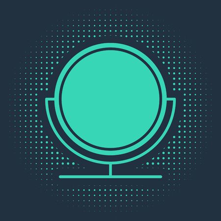 Green Round makeup mirror icon isolated on blue background. Abstract circle random dots. Vector Illustrationのイラスト素材