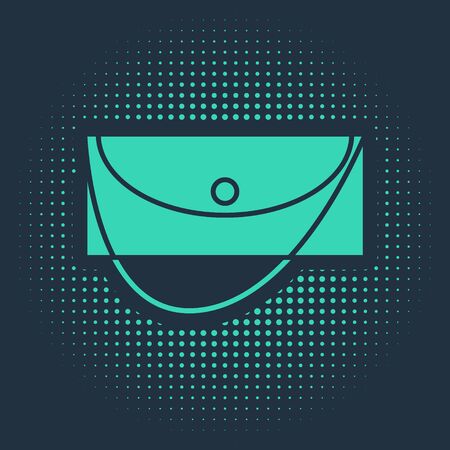 Green Clutch bag icon isolated on blue background. Women clutch purse. Abstract circle random dots. Vector Illustrationのイラスト素材
