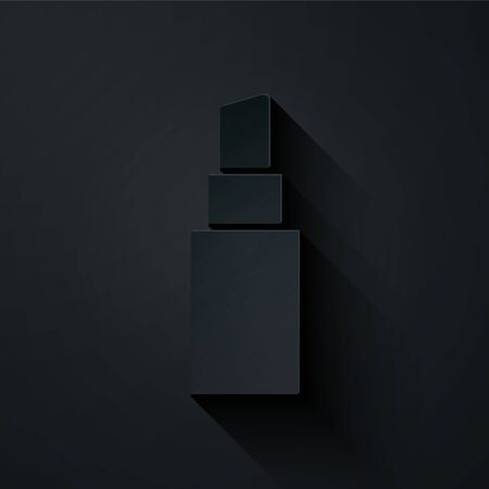 Paper cut Lipstick icon isolated on black background. Paper art style. Vector Illustrationのイラスト素材