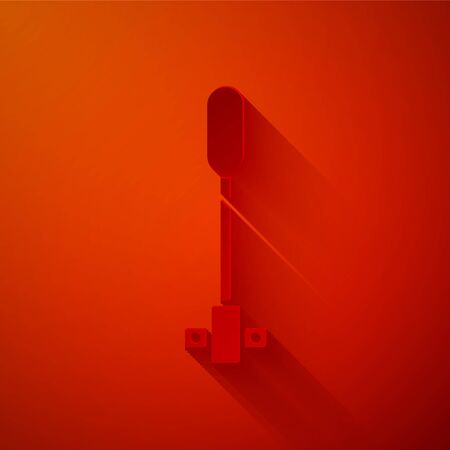 Paper cut Torch flame icon isolated on red background. Symbol fire hot, flame power, flaming and heat. Paper art style. Vector Illustrationのイラスト素材