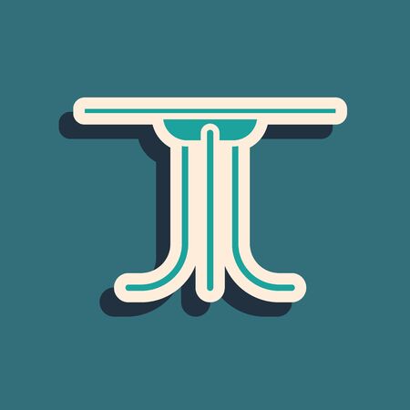 Green Round table icon isolated on blue background. Long shadow style. Vector Illustrationのイラスト素材