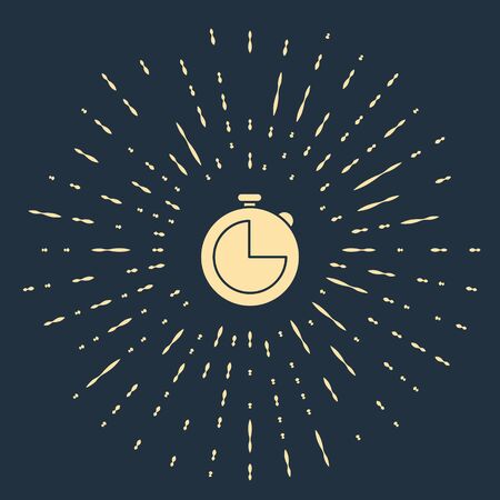 Beige Kitchen timer icon isolated on blue background. Cooking utensil. Abstract circle random dots. Vector Illustrationのイラスト素材