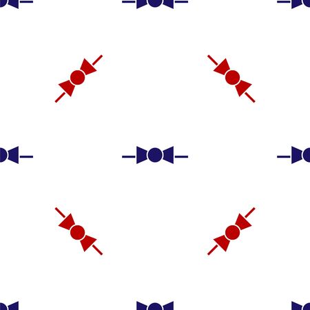Blue and red Bow tie icon isolated seamless pattern on white background. Vector Illustrationのイラスト素材