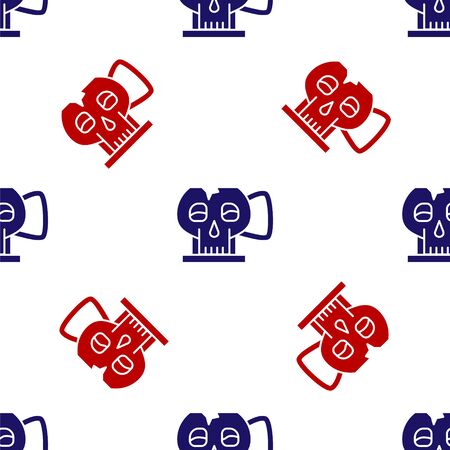 Blue and red Cup from the skull icon isolated seamless pattern on white background. Vector Illustrationのイラスト素材