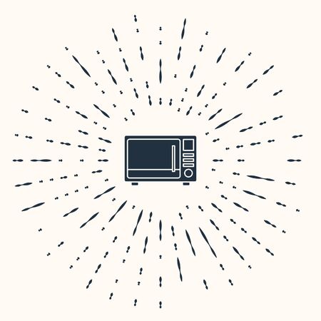 Grey Microwave oven icon isolated on beige background. Home appliances icon. Abstract circle random dots. Vector Illustrationのイラスト素材