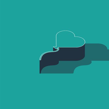 Isometric Balloons in form of heart with ribbon icon isolated on green background. Valentines day symbol. Vector Illustrationのイラスト素材