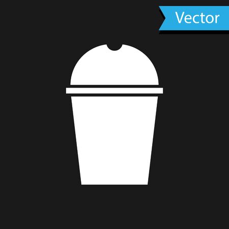 White Paper glass and water icon isolated on black background. Soda drink glass. Fresh cold beverage symbol. Vector Illustrationのイラスト素材