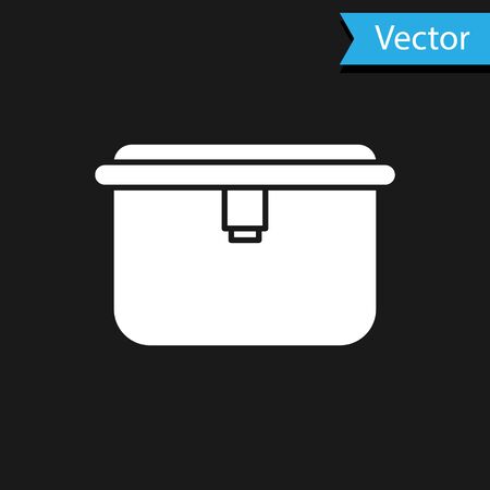 White Lunch box icon isolated on black background. Vector Illustrationのイラスト素材