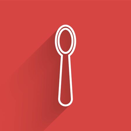 White line Disposable plastic spoon icon isolated with long shadow. Vector Illustrationのイラスト素材