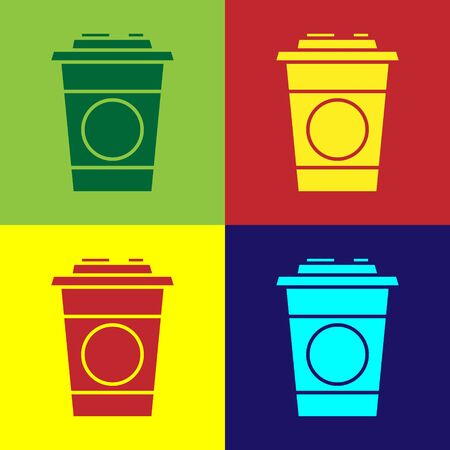 Color Paper glass icon isolated on color background. Soda drink glass. Fresh cold beverage symbol. Vector Illustrationのイラスト素材