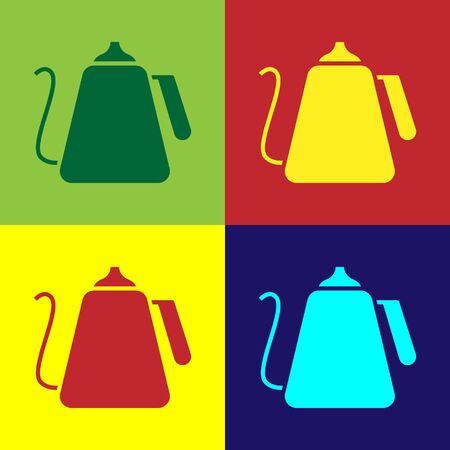 Color Kettle with handle icon isolated on color background. Teapot icon. Vector Illustrationのイラスト素材