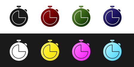 Set Kitchen timer icon isolated on black and white background. Cooking utensil. Vector Illustrationのイラスト素材