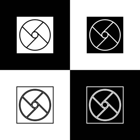 Set Ventilation icon isolated on black and white background. Vector Illustrationのイラスト素材
