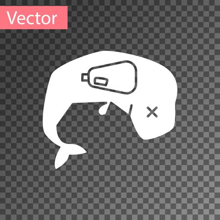 White Environment protection concept whale dead icon isolated on transparent background. Vector Illustrationのイラスト素材