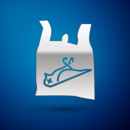 Silver Dead bird, plastic icon isolated on blue background. Element of pollution problems sign. Vector Illustrationのイラスト素材