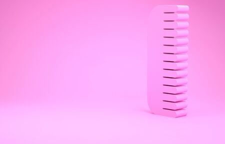 Pink Hairbrush icon isolated on pink background. Comb hair sign. Barber symbol. Minimalism concept. 3d illustration 3D renderの写真素材