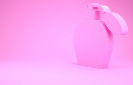 Pink Perfume icon isolated on pink background. Minimalism concept. 3d illustration 3D renderの写真素材